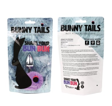 Plug analny - FeelzToys Bunny Tails Butt Plug Purple